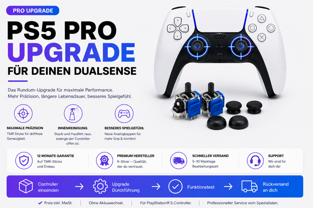 PS5 Pro Upgrade: TMR Sticks, neue Stick Caps, Innenreinigung